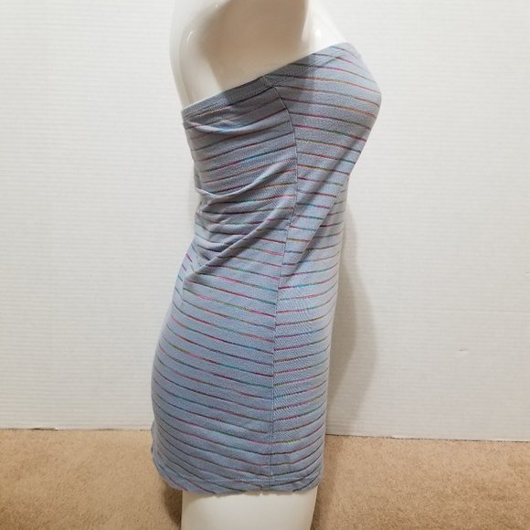 Realitee Threads top Small strapless rainbow striped ruched bust Y2K scene kid - Picture 4 of 12